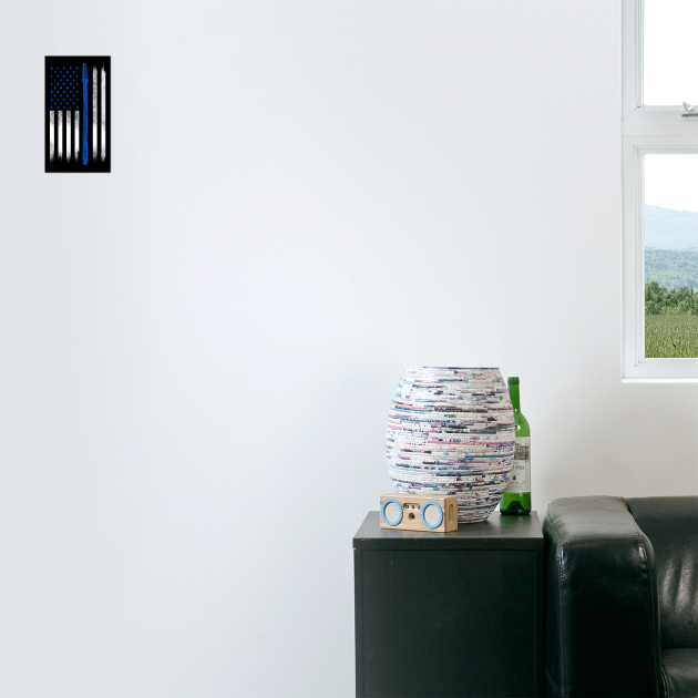 Blue line USA Flag, Police by Silly Me Studio